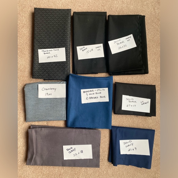 Fabric Remnants Variety Pack, Dark Solids or Tone-on-Tone Design, Various Sizes - Picture 1 of 3